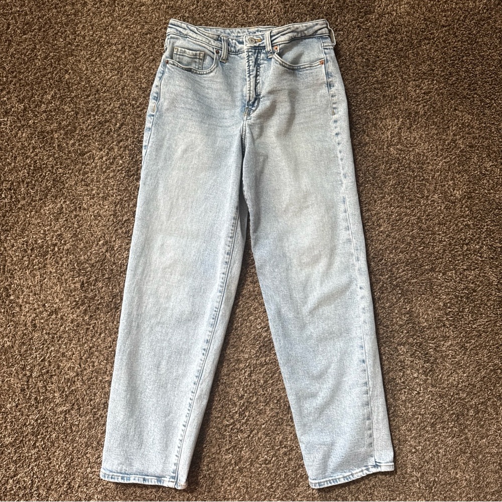 Old Navy OG Loose Light Acid Wash Denim High Rise Blue Straight Leg Jeans